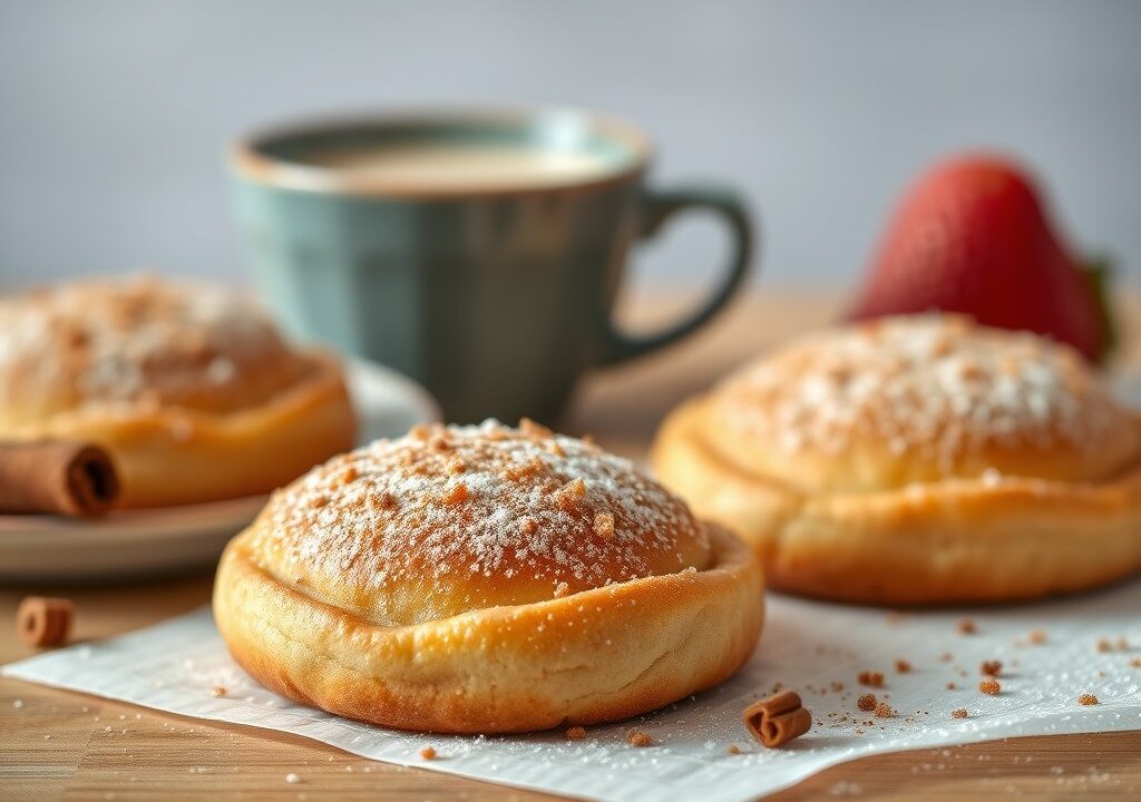 Gistkoekjes met kaneelsuiker, AI-gegenereerde illustratie