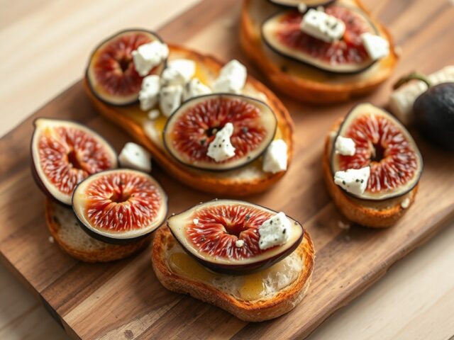 Glutenvrije crostini met vijgen en schapenfeta