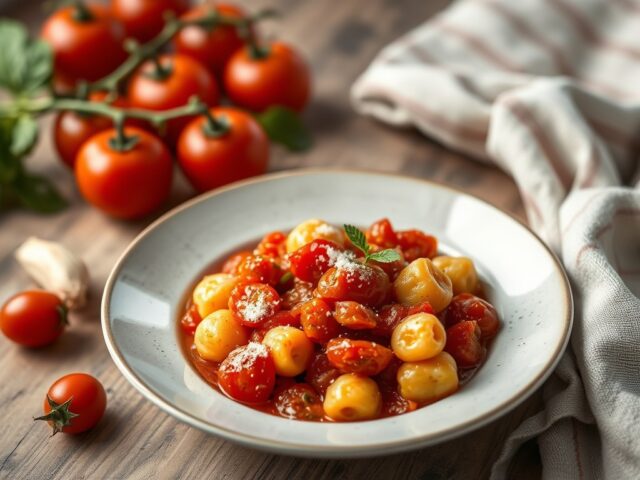 Gnocchi con una salsa di pomodoro veloce