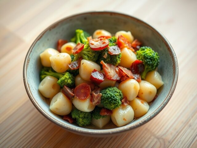 Gnocchi met broccoli en pancetta