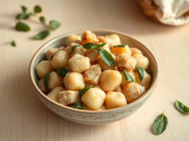 Gnocchi met winterpostelein en kip