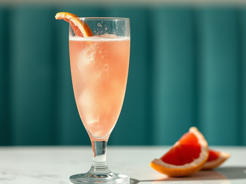 Grapefruitsorbet met champagne, AI-gegenereerde illustratie