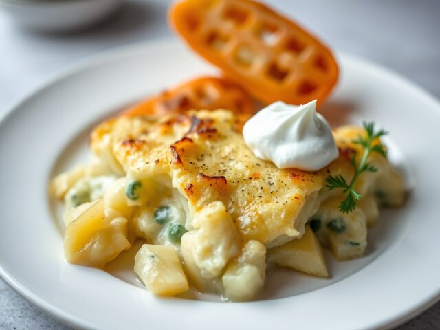 Gratin Dauphinois au Bleu — AI-gegenereerde illustratie