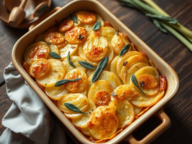 Gratin van aardappelen en groentes