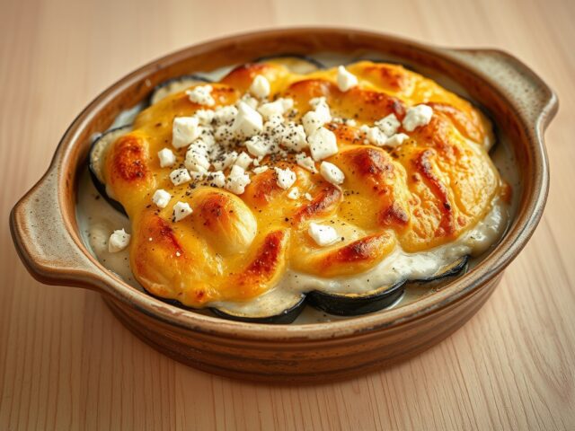 Gratin van aubergine en seitan