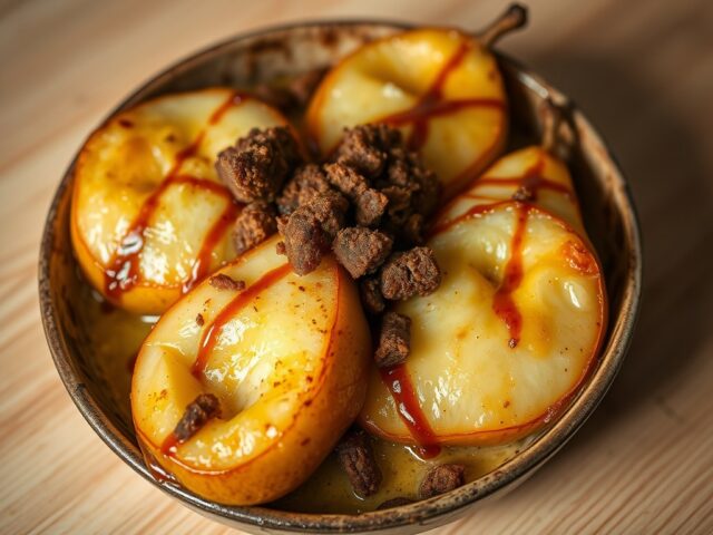 Gratin van peren met peperkoek