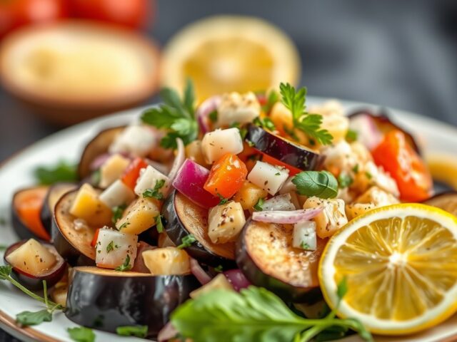 Griekse auberginesalade (Melizanosalata – mezedes) — AI-gegenereerde illustratie