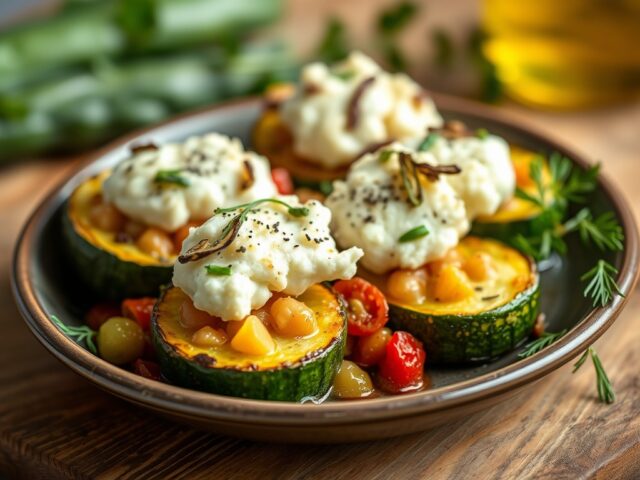Griekse courgette met kaas (kolokithia mezedes) — AI-gegenereerde illustratie