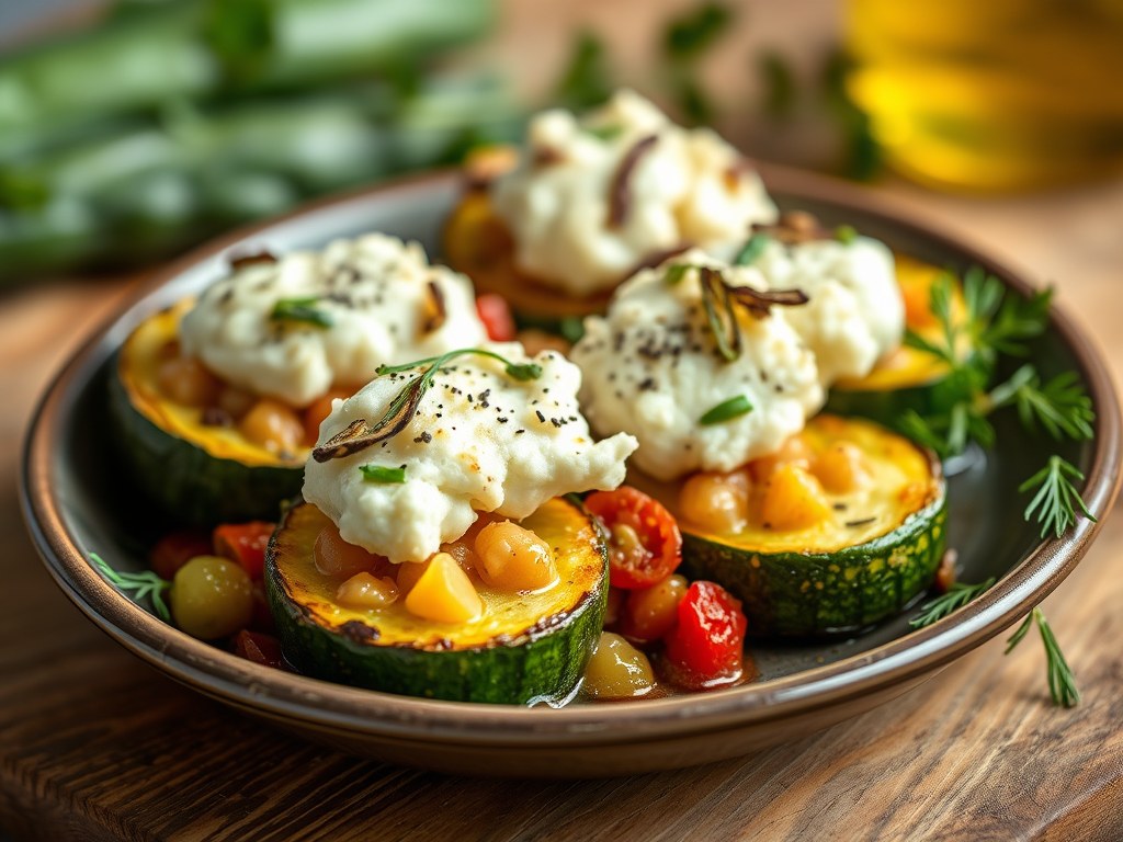 Griekse courgette met kaas (kolokithia mezedes), AI-gegenereerde illustratie
