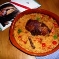 Griekse lamsbout met rijstvormige pasta (Arni Yiouvestsi)