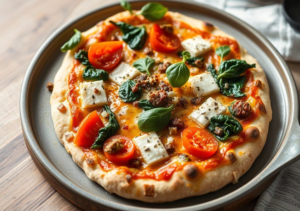 Griekse pizza, AI-gegenereerde illustratie