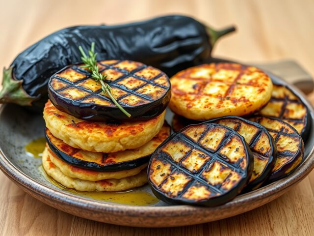Griekse rondo’s met gegrilde aubergine