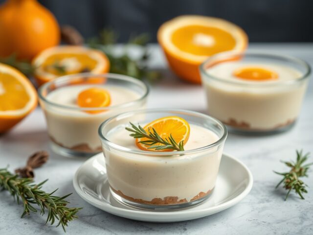 Griesmeelpudding met rozemarijn en sinaasappel — AI-gegenereerde illustratie