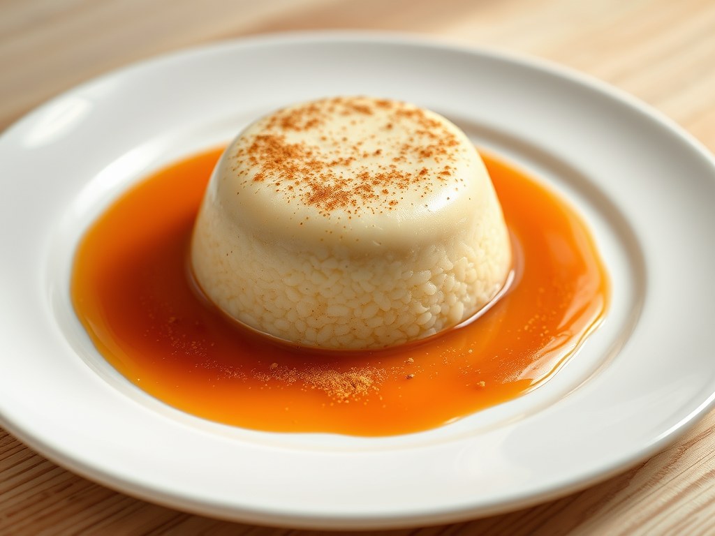 Griesmeeltimbaaltje met sinaasappelsaus, AI-gegenereerde illustratie
