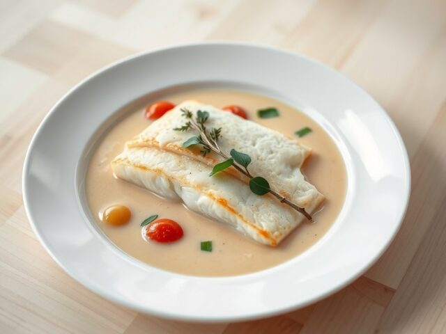 Griet in vermoutsaus met fondue van tomaat en dragon
