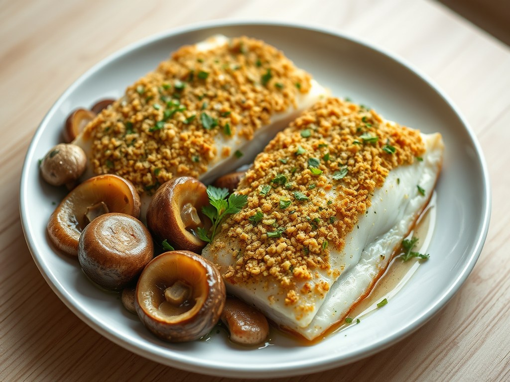 Grietfilets in kruidenkorst, AI-gegenereerde illustratie