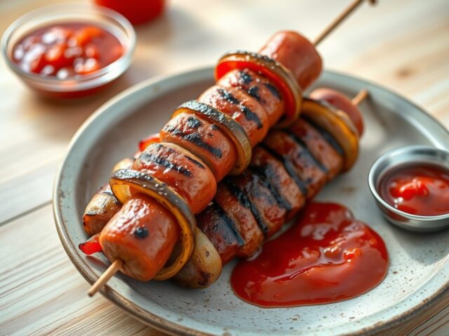 Grillworsten op een stokje