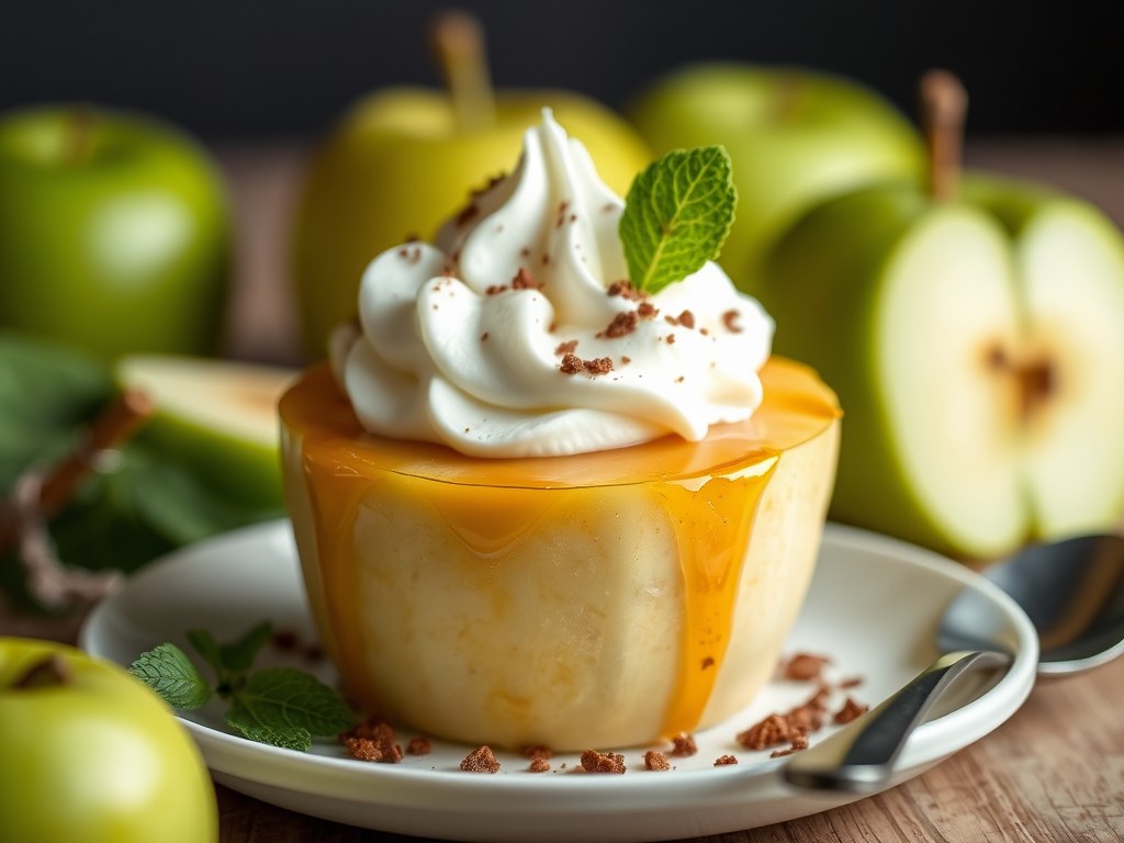 Groene appeltjes als fris dessert, AI-gegenereerde illustratie