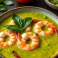 Groene curry met grote garnalen