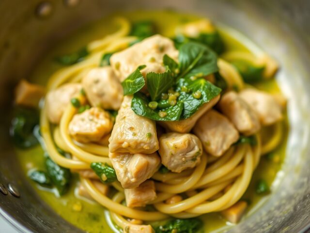 Groene kipcurry — AI-gegenereerde illustratie
