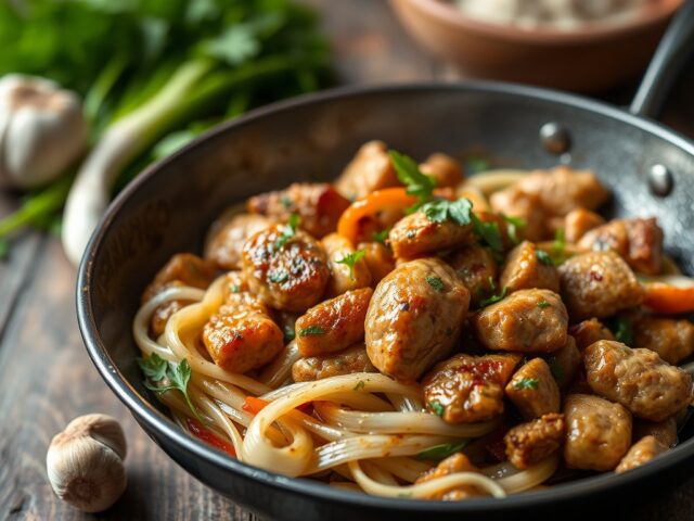 Groenlof of zuckerhut met seitan — AI-gegenereerde illustratie