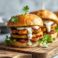 Groenteburgers met knoflooksaus