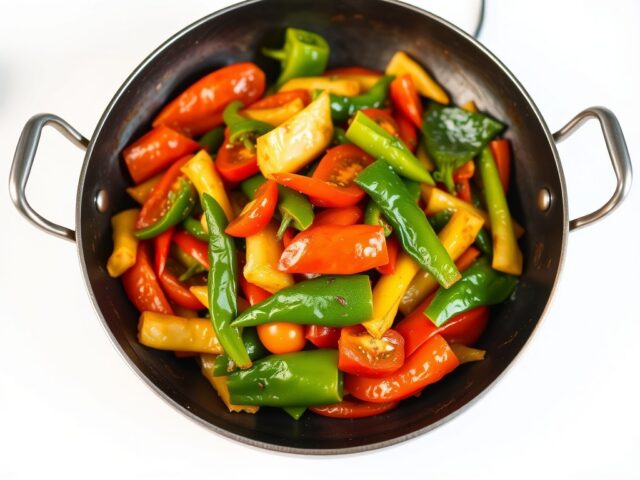 Groenten Jalfrezi uit de wok — AI-gegenereerde illustratie