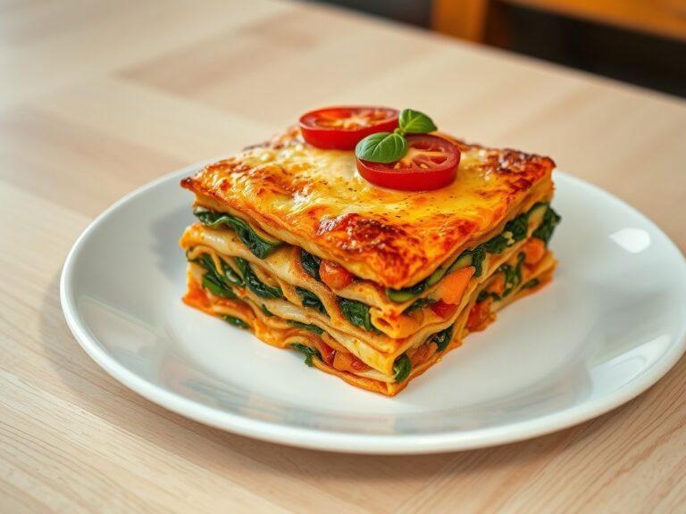 Groentenlasagna met kaas-tomatenkorstje