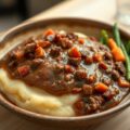 Groentepuree met vleessaus