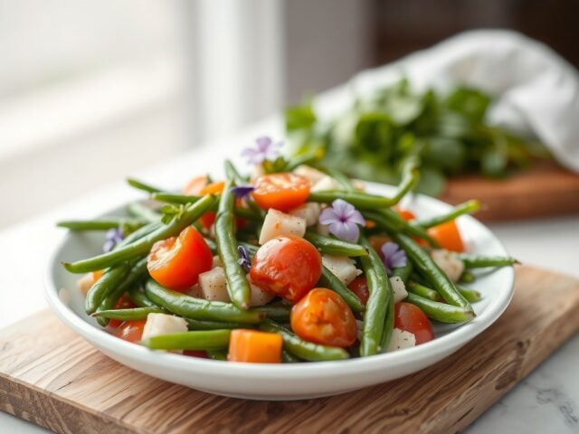 Groentesalade met bloemen — AI-gegenereerde illustratie