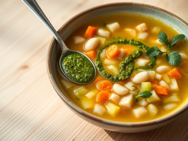 Groentesoep met pesto