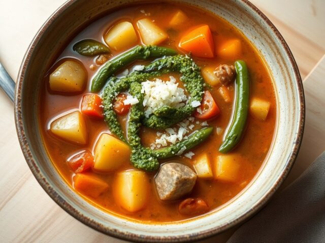 Groentesoep met pistou (pesto)