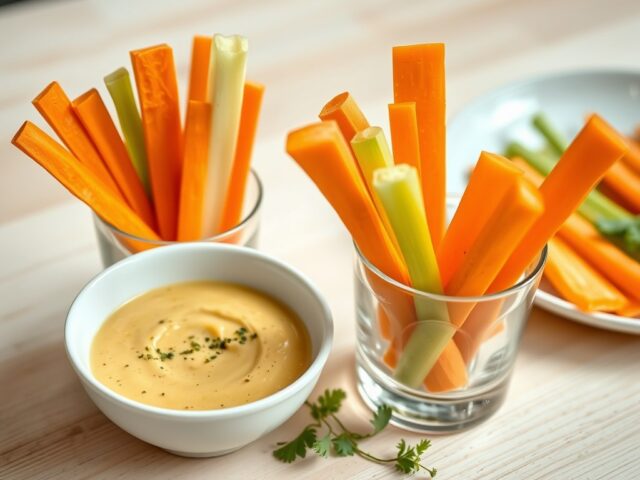Groentesticks met currydip
