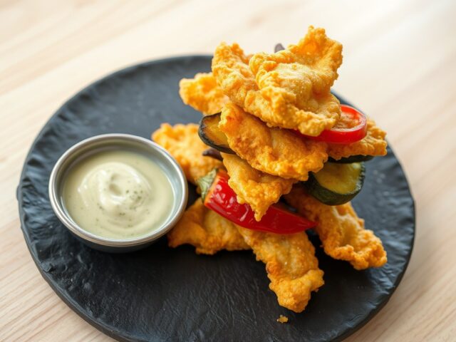Groentetempura met wasabimayo