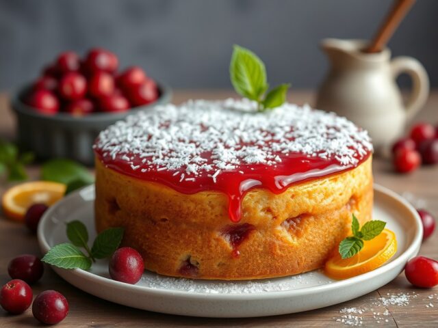Grootmoeders cake met een tropische verrassing — AI-gegenereerde illustratie