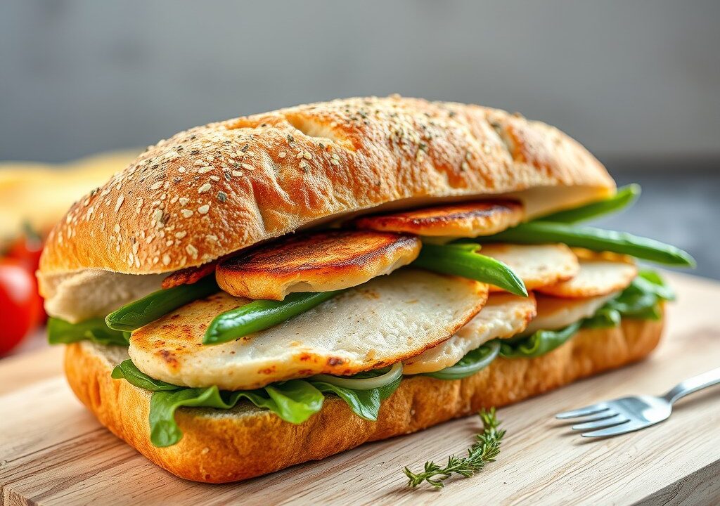 Grote sandwich van Turks brood — AI-gegenereerde illustratie