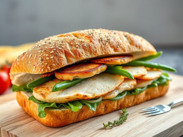 Grote sandwich van Turks brood
