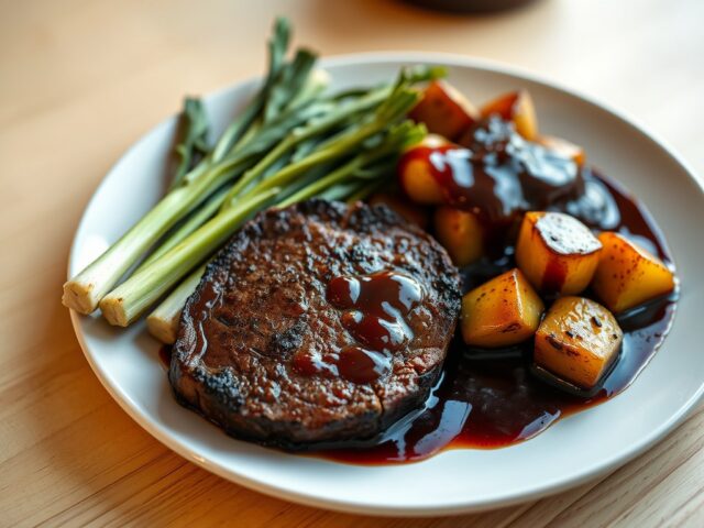 Haasmedaillon met witloof en portosaus