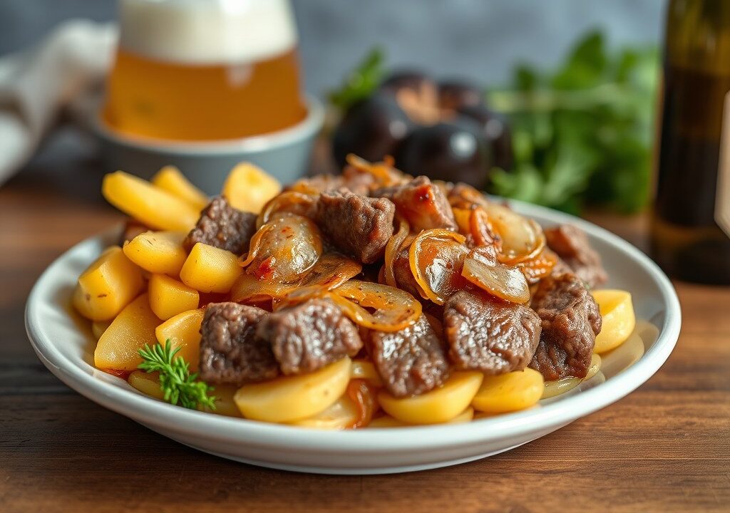 Hachee met aardappeltjes, AI-gegenereerde illustratie