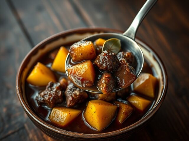 Hachee met courgette en perzik