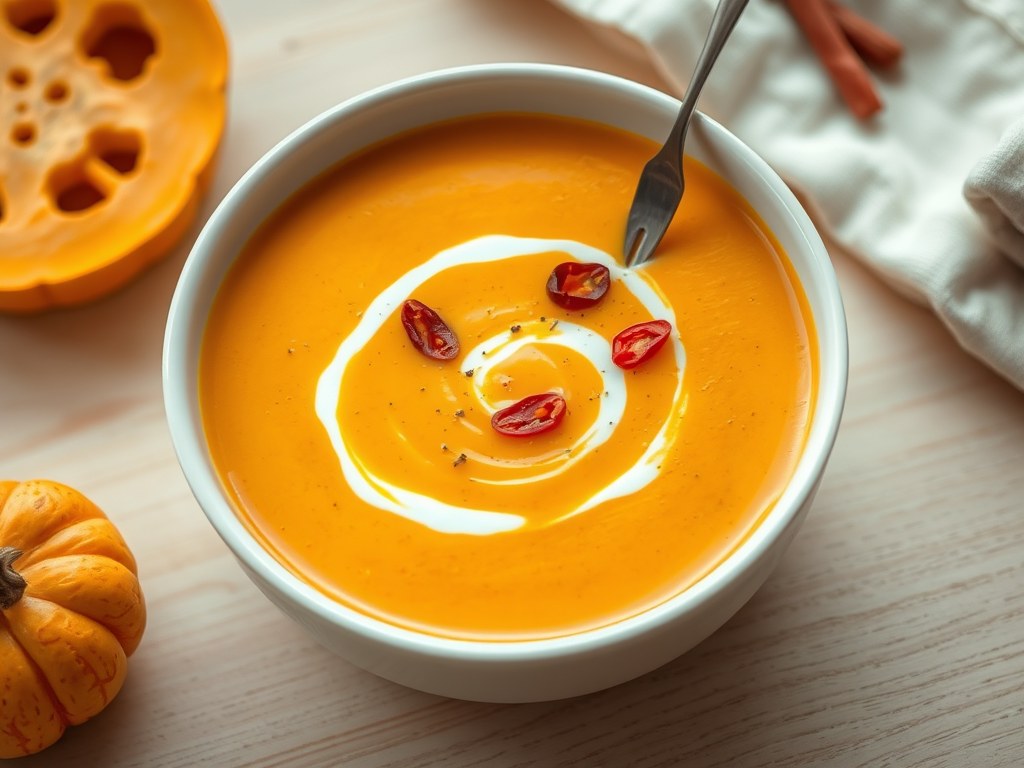 Halloween pompoensoep, AI-gegenereerde illustratie