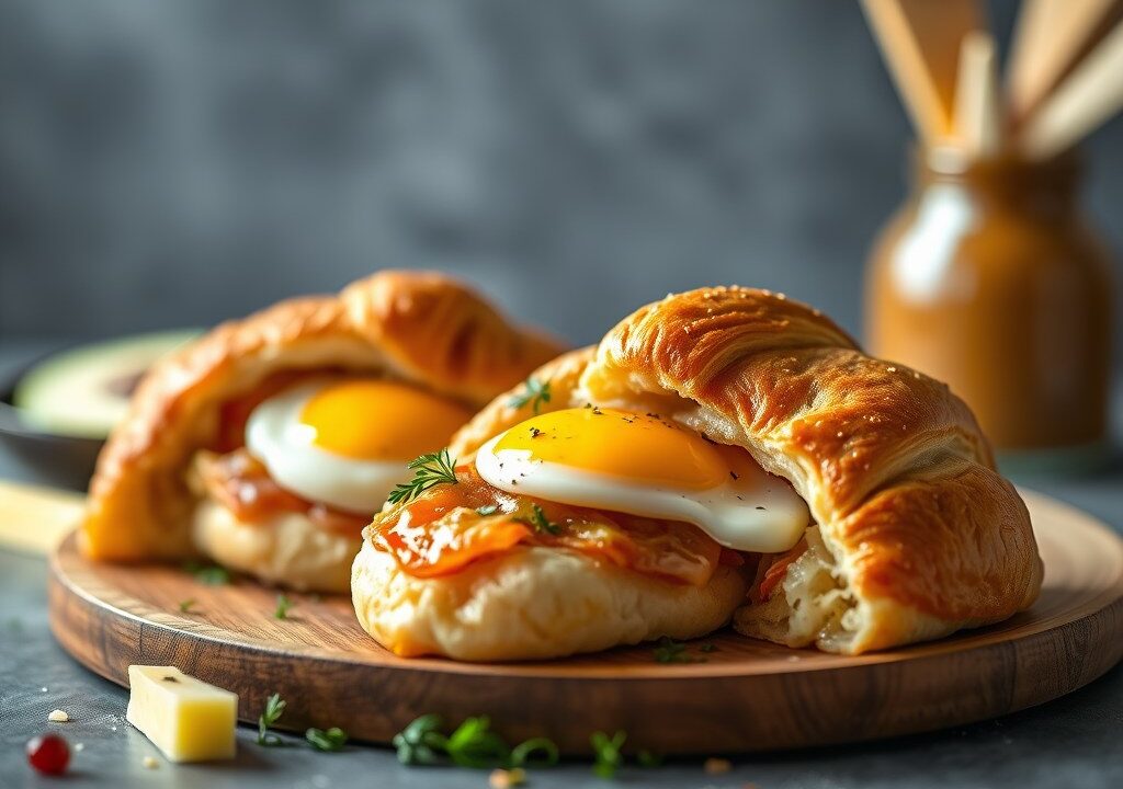 Ham-kaas croissants, AI-gegenereerde illustratie