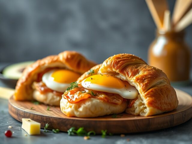 Ham-kaas croissants — AI-gegenereerde illustratie