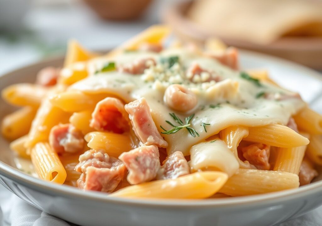Ham Kaas Pasta ovenschotel — AI-gegenereerde illustratie