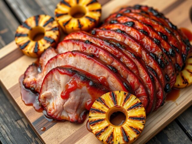 Ham met ananas op de bbq