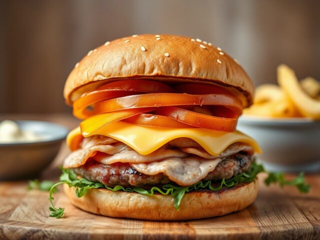 Hamburger met ingebouwde kaas — AI-gegenereerde illustratie