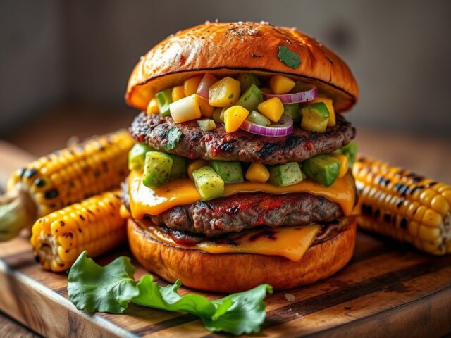 Hamburgers met avocadosalsa