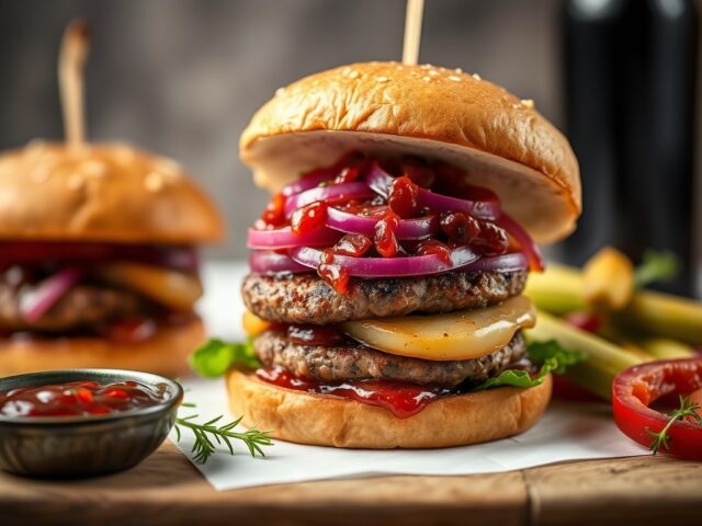 Hamburgers met rode uiencompote