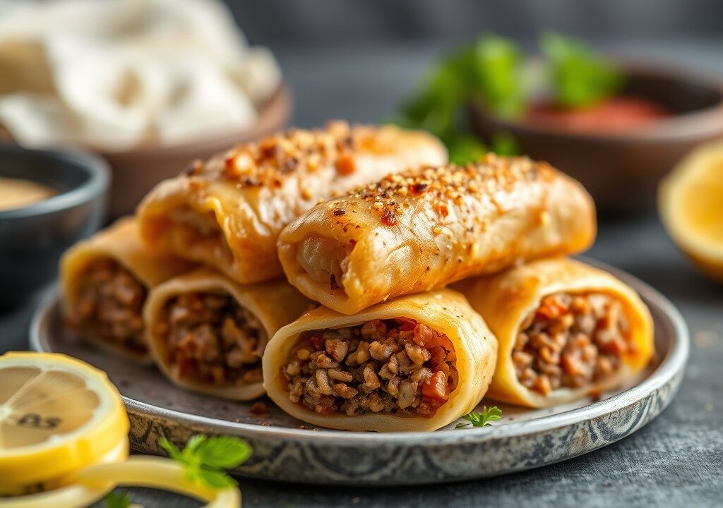 Hamrolletjes met gehakt — AI-gegenereerde illustratie