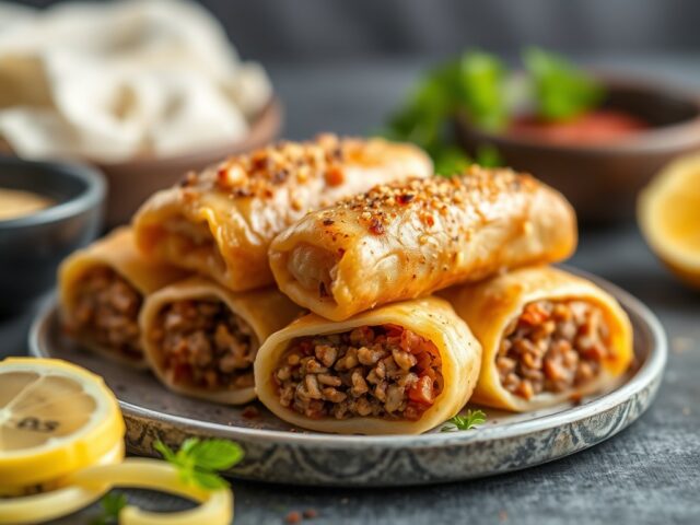 Hamrolletjes met gehakt — AI-gegenereerde illustratie